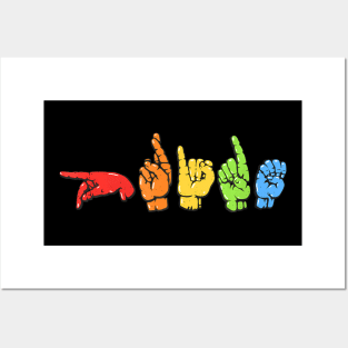 LGBT Pride Sign Language Deaf Mute Learning ASL  Flag Posters and Art